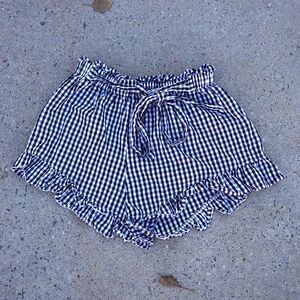 Gingham Paperbag Ruffle Shorts S Black White Tie Front High Waist Cottagecore